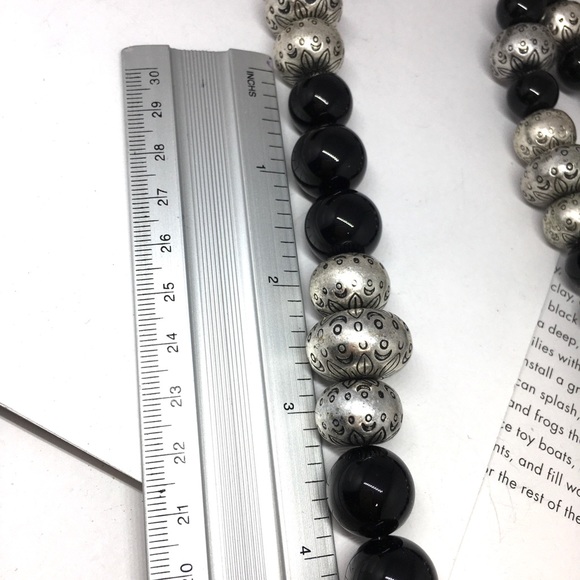 Coldwater creek  black silver ball long necklace - Picture 5 of 9